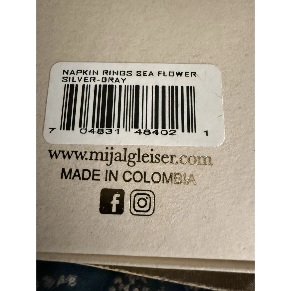 Mijal Gleiser Sea Flower Napkin Rings Silver-Grey NIB Designer Tableware